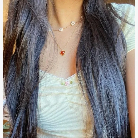 Red Carnelian Heart Pendant Necklace Gold Dainty Gemstone Jewelry - Picture 2 of 7